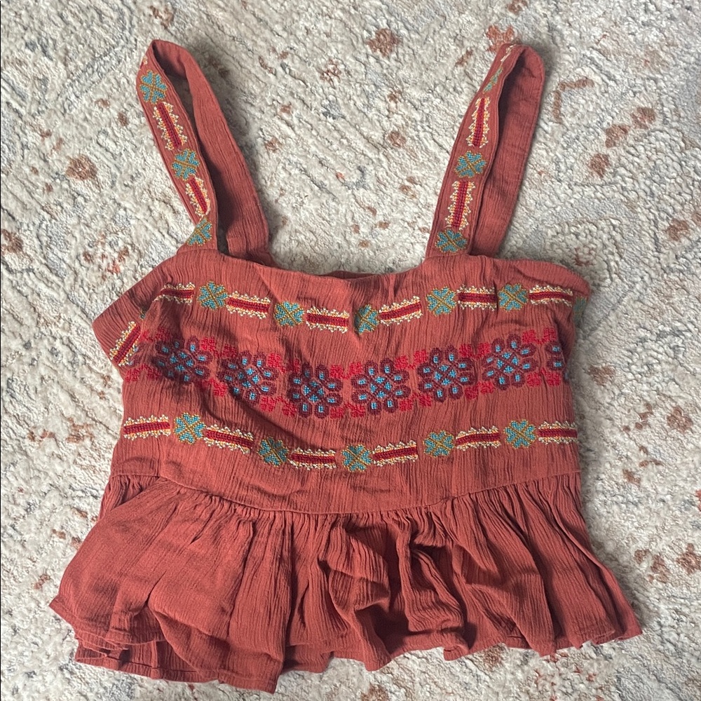 American Eagle Outfitters Terracotta Embroidered Camisole